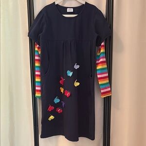 Navy Blue Long Sleeve Casual Dress